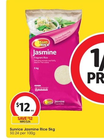 Coles Sunrice Jasmine Rice 5 kg, offer