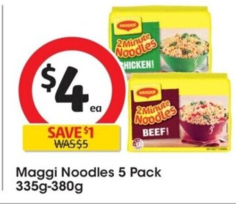 Coles Maggi Noodles 5 pack 335g-380g offer