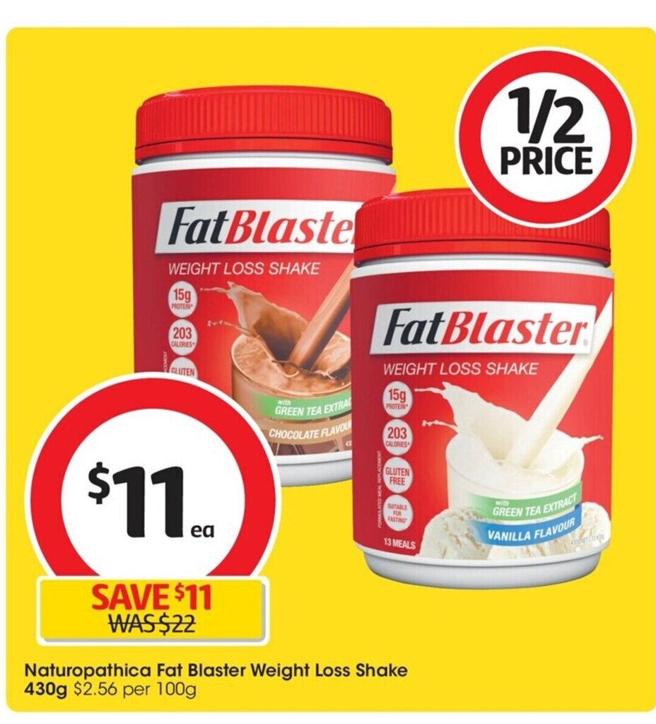 Naturopathica Fat Blaster Weight Loss Shake 430g offer at Coles