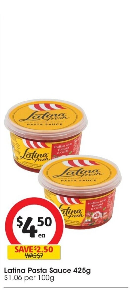 Latina Pasta Sauce 425g offer at Coles