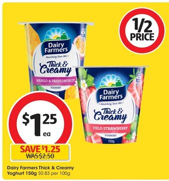 Coles Dairy Farmers Thick & Creamy Yoghurt 150g. offer