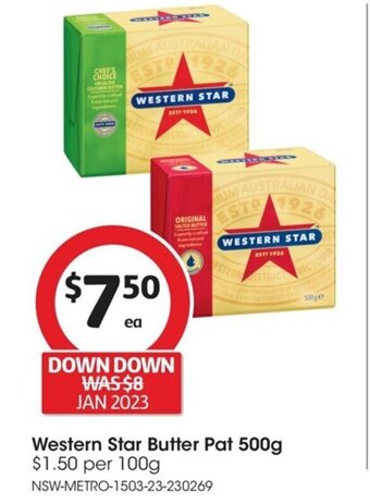 Coles Western Star Butter Pat 500g offer