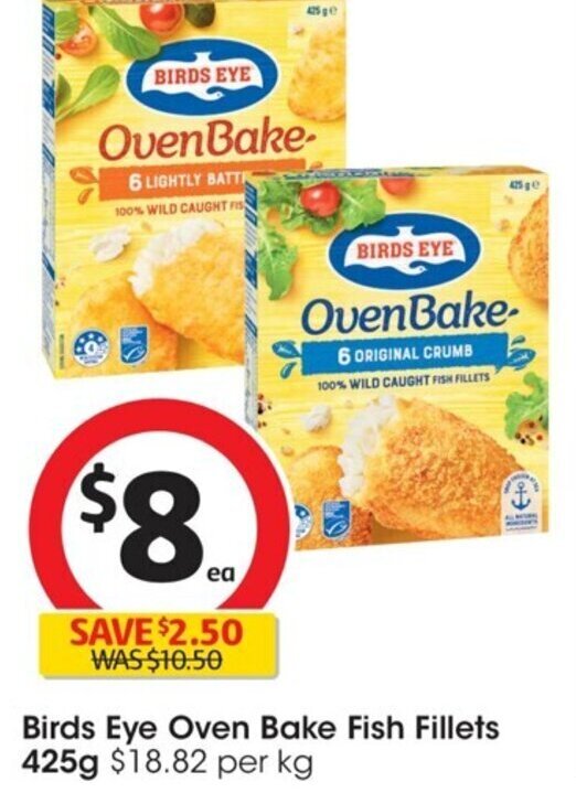 Birds Eye Oven Bake Fish Fillets 425g offer at Coles