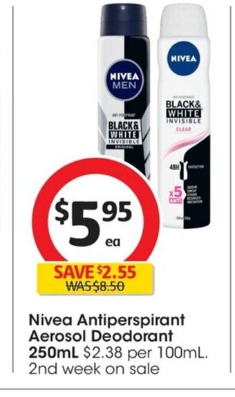 Coles Nivea Antiperspirant Aerosol Deodorant 250 ml offer