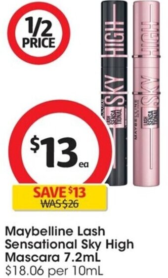 Coles Maybelline Lash Sensational Sky High Mascara 7.2ml offer