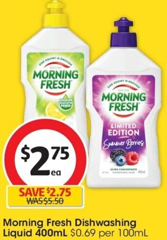 Coles Morning Fresh Dishwashing Liquid 400ml offer