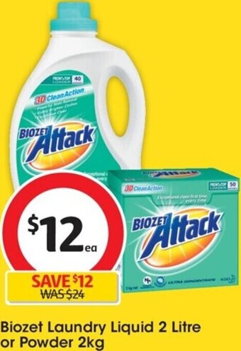 Coles Biozet Laundry Liquid 2 Litre or Powder 2kg offer