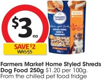 Coles Farmers Market Home Styled Shreds Dog food 250g offer