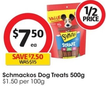 Coles Schmackos Dog Treats 500g offer