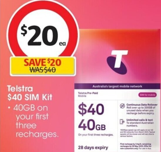 Telstra Sim Kit offer at Coles