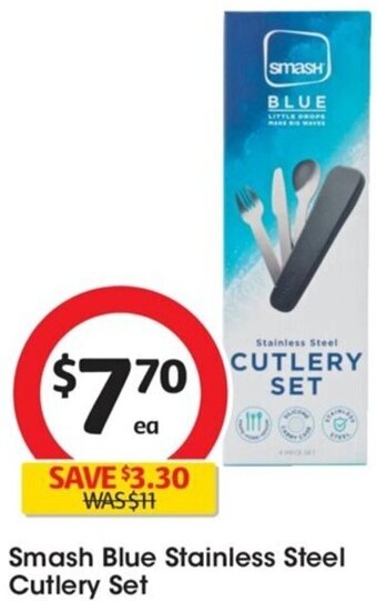 Coles Smash Blue Stainless Steel Cutlery Set offer