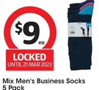 Coles Mix Men's Business Socks 5 Pack offer