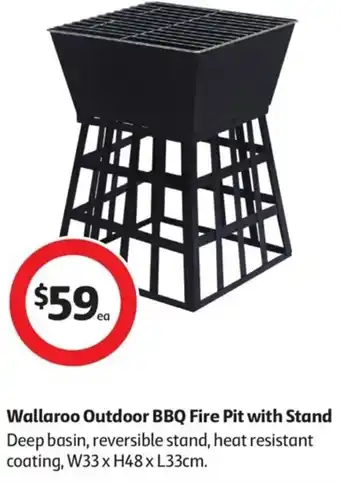 Coles Wallaroo Outdoor BBQ Fire Pit with Stand W33xH48xL.33cm offer
