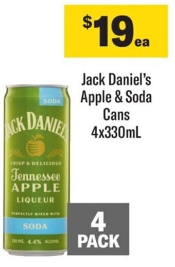 Coles Jack Daniel's Apple & Soda Cans 4x330ml offer