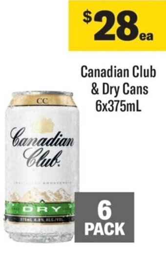 Canadian Club & dry Cans 6x375ml