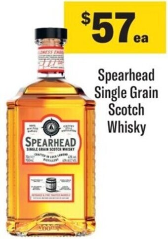Coles Spearhead Single Grain Scotch Whisky offer