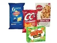 Coles Smith’s Chips 6 Pack 114g or Jumpy’s Snacks 5 Pack 90g, CC’s Corn Chips 175g, Majans Bhuja 140g-180g or Arnott’s Shapes Crack offer