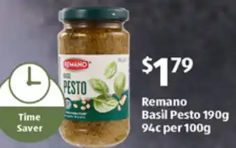 ALDI Remano Basil Pesto 190g offer