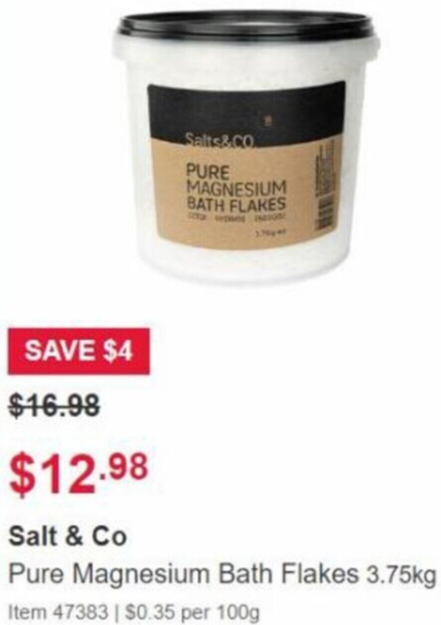 Salt & Co Pure Magnesium Bath Flakes 3.75kg offer at Costco