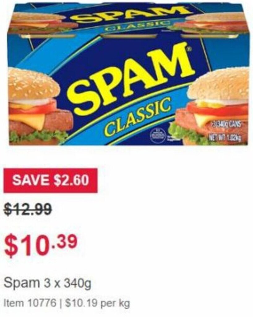 Spam 3 x 340g offer at Costco