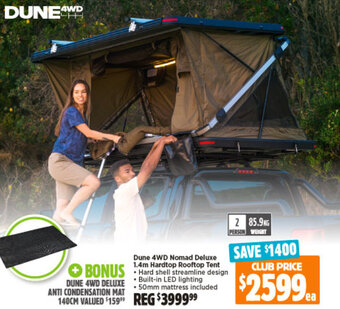 Anaconda Dune 4WD Nomad Deluxe 1.4m Hardtop Rooftop Tent offer