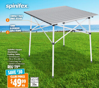 Anaconda Spinifex Square Aluminium Folding Table offer