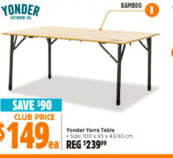 Anaconda Yonder Yarra Table offer