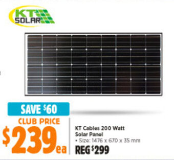 KT Cables 200 Watt Solar Panel