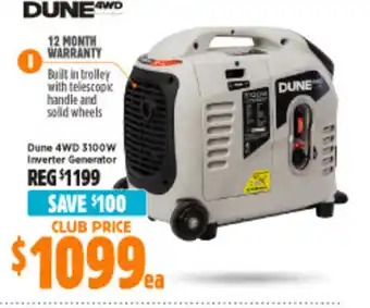 Anaconda Dune 4WD 3100W Inverter Generator offer