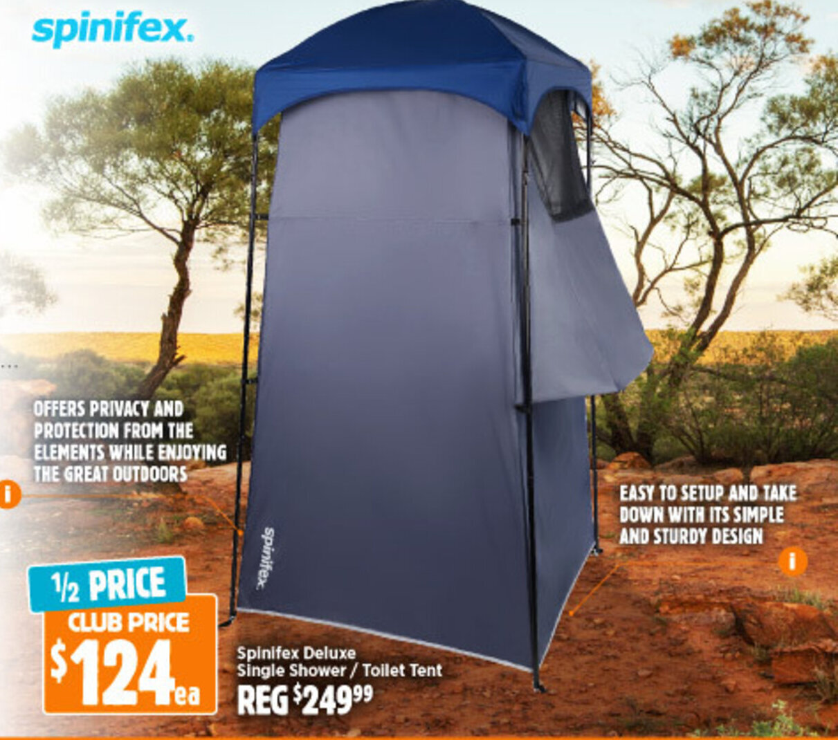 Spinifex Deluxe Single Shower / Toilet Tent offer at Anaconda