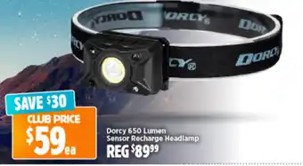 Anaconda Dorcy 650 Lumen Sensor Recharge Headlamp offer