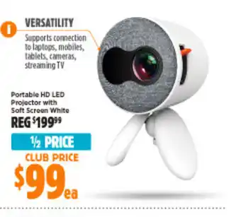 Portable HD LED Projector With Soft Screen White