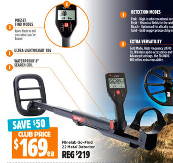Anaconda Minelab Go-Find 22 Metal Detector offer