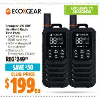Anaconda Ecoxgear 2W UHF Handheld Radio Twin Pack offer