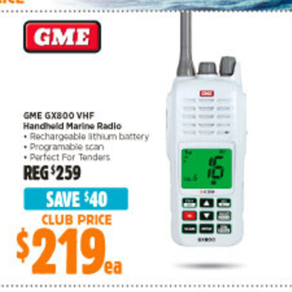 Gme GX800 VHF Handheld Marine Radio offer at Anaconda
