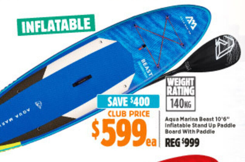 Aqua Marina Beast 10'6" Inflatable Stand Up Paddle Board With Paddle