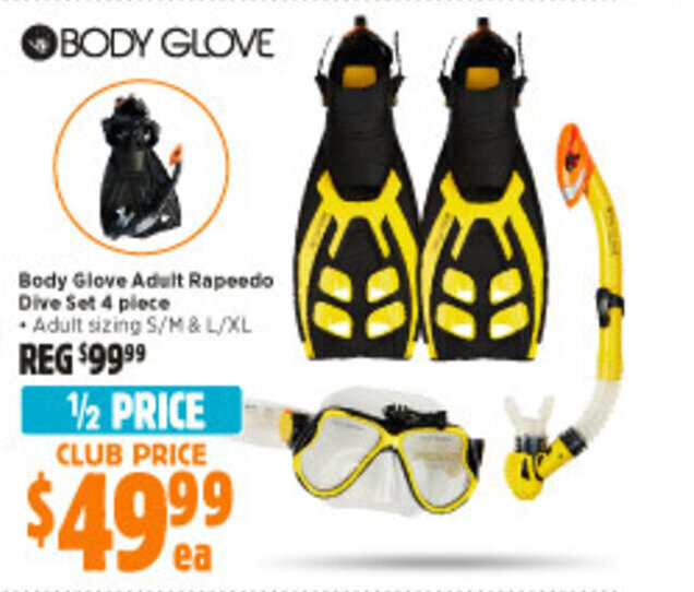Body Glove Adult Rapeedo Dive Set 4 Piece offer at Anaconda