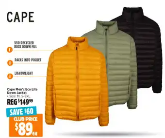 Cape Men s Eco Lite Down Jacket offer at Anaconda