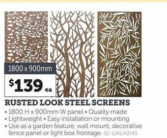 Stratco Rusted look steel screens offer