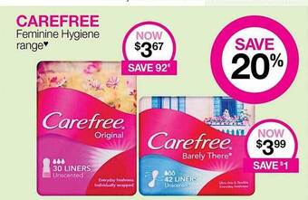 Priceline Carefree feminine hygiene range offer