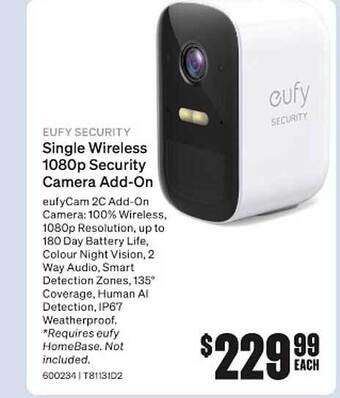 SuperCheap Auto Eufy security single wireless 1080p security camera add-on offer