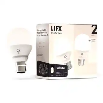 Lifx white a60 800lm b22 smart bulb (2 pack)
