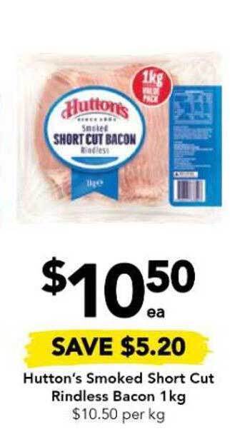 Drakes Hutton's smoked short cut rindless bacon offer