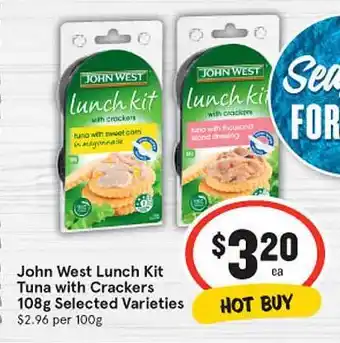 IGA John west lunch kit tuna with crackers offer
