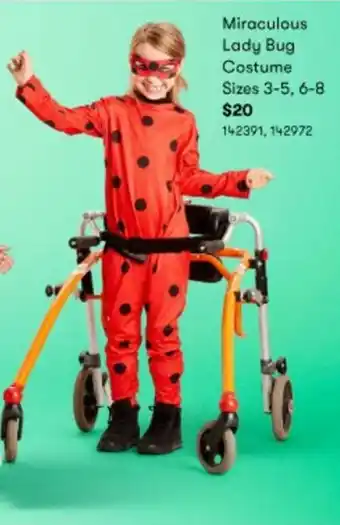 BIG W Miraculous Lady Bug Costume Sizes 3-5, 6-8 offer