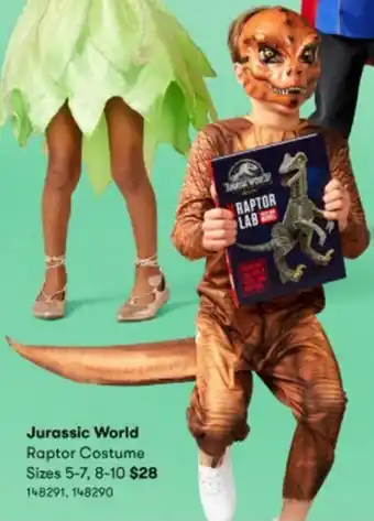 BIG W Jurassic World Raptor Costume 5-7, 8-10 offer