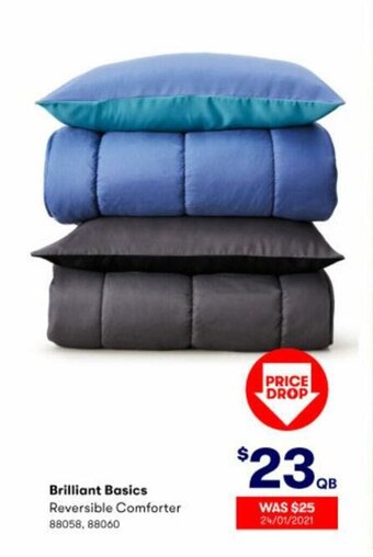 BIG W Brilliant Basics Reversible Comforter offer
