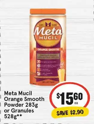 IGA Meta mucil orange smooth powder or granules offer