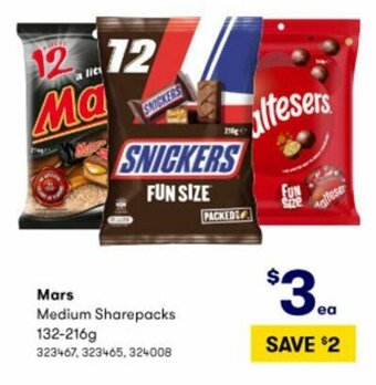 BIG W Mars Medium Sharepacks 132g-216g offer