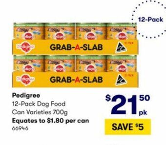 BIG W Pedigree 12- Pack Dog Food Can Varieties 700g offer